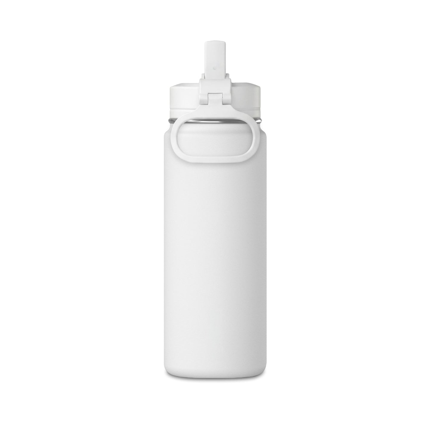 20oz Mini Water Bottle — White Travel Bottle with Straw, Mountain Adventure Logo