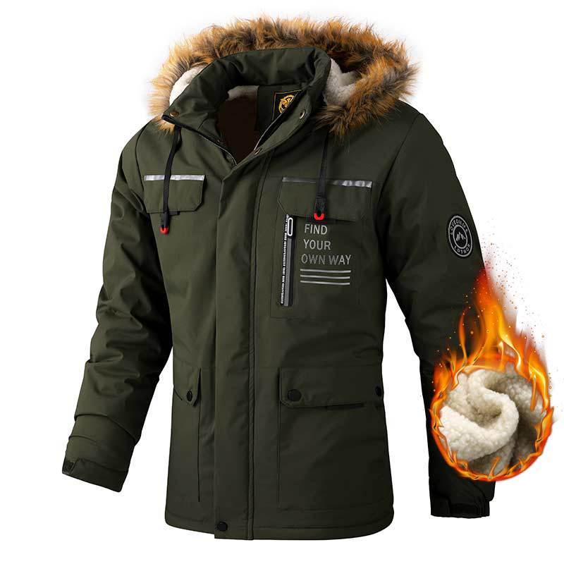 Men’s Hooded Parka Jacket – Windproof Winter Coat