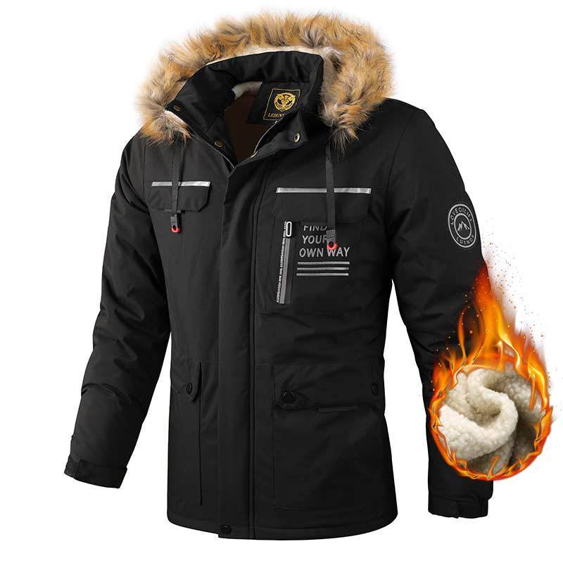 Men’s Hooded Parka Jacket – Windproof Winter Coat