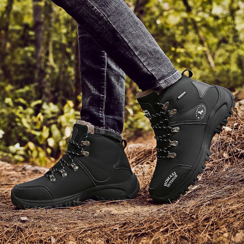 Men’s Waterproof Tactical Hiking Boots – Fur-Lined Winter Shoes