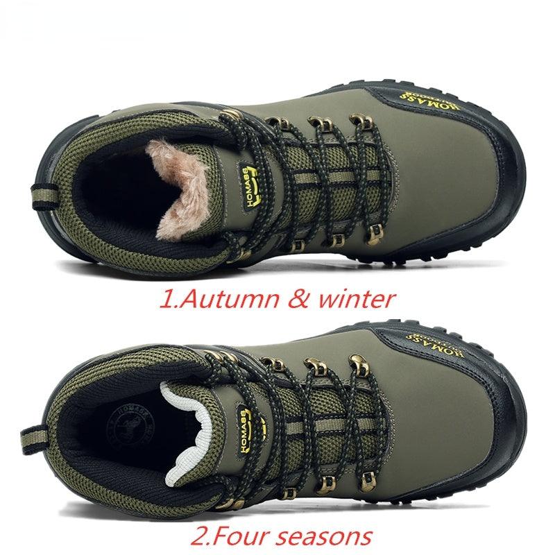 Men’s Waterproof Tactical Hiking Boots – Fur-Lined Winter Shoes