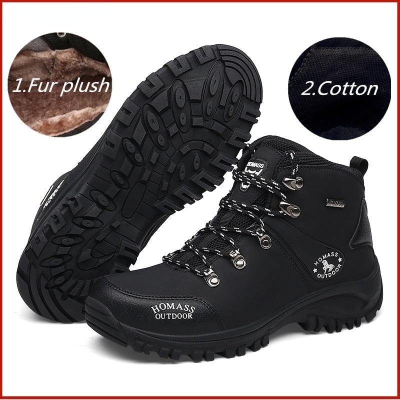 Men’s Waterproof Tactical Hiking Boots – Fur-Lined Winter Shoes