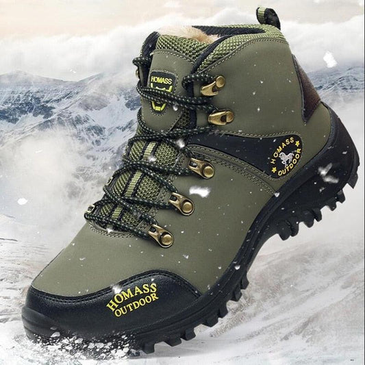Men’s Waterproof Tactical Hiking Boots – Fur-Lined Winter Shoes
