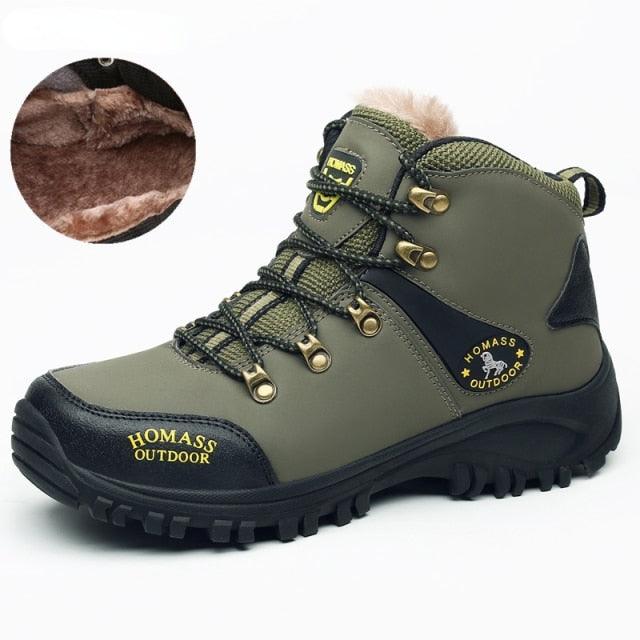Men’s Waterproof Tactical Hiking Boots – Fur-Lined Winter Shoes