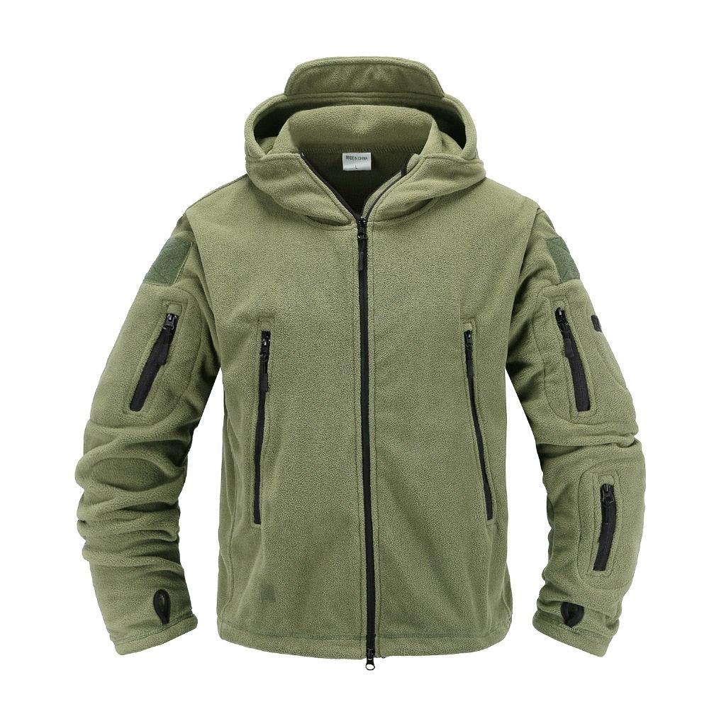 Men’s Tactical Fleece Jacket – Hooded Lightweight Thermal Coat