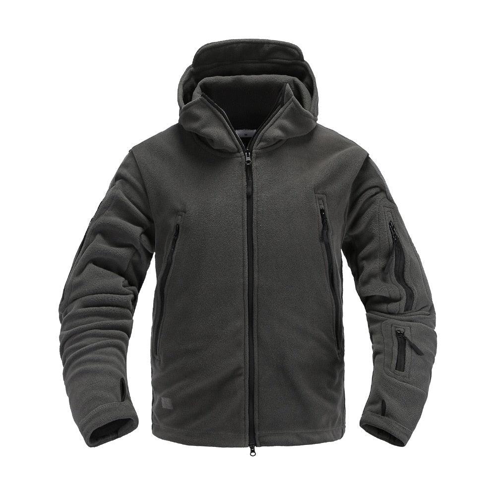 Men’s Tactical Fleece Jacket – Hooded Lightweight Thermal Coat