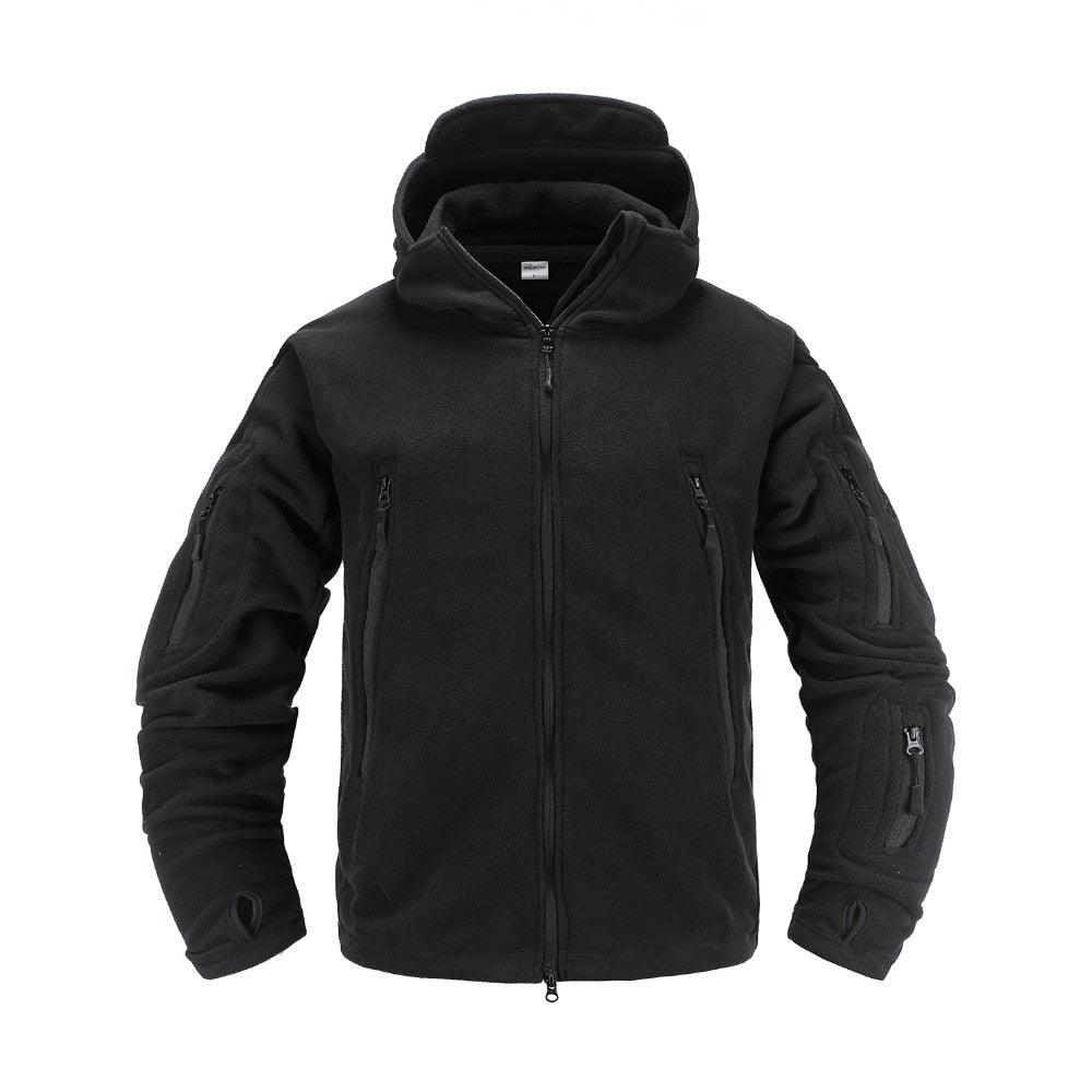 Men’s Tactical Fleece Jacket – Hooded Lightweight Thermal Coat