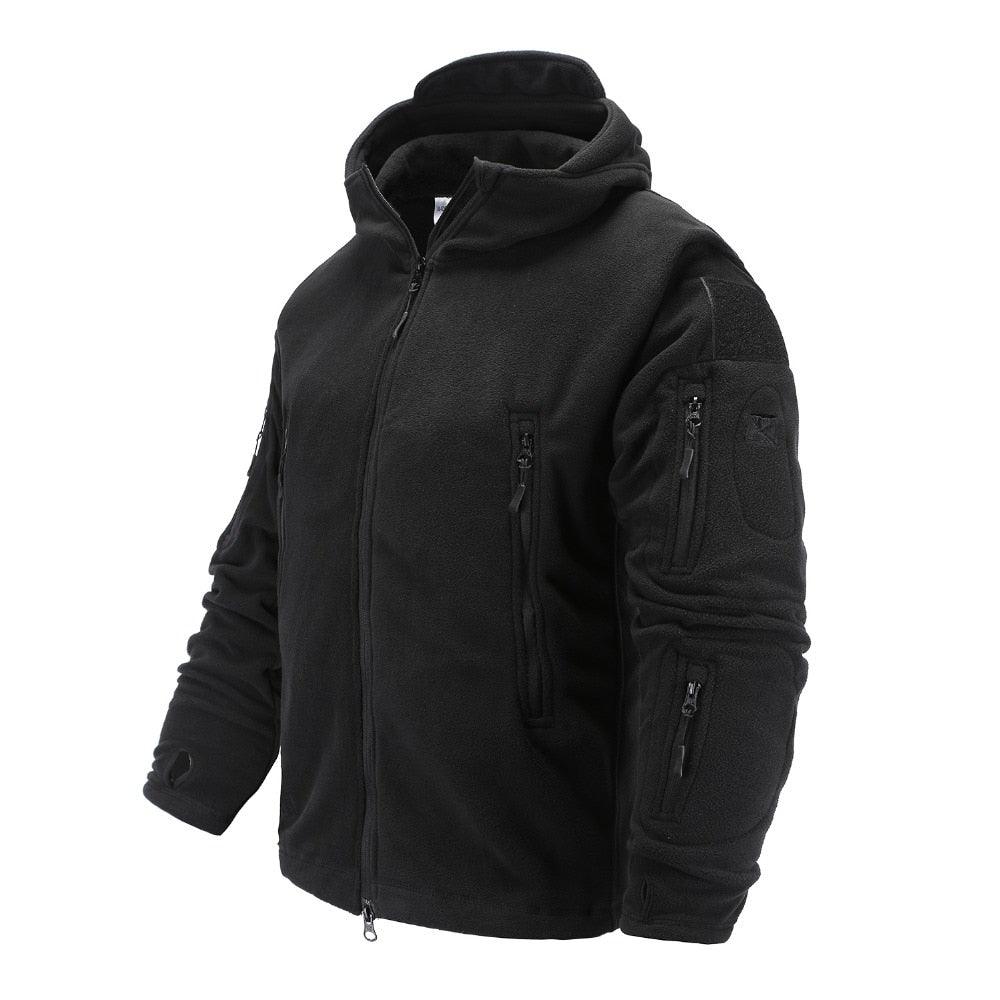 Men’s Tactical Fleece Jacket – Hooded Lightweight Thermal Coat