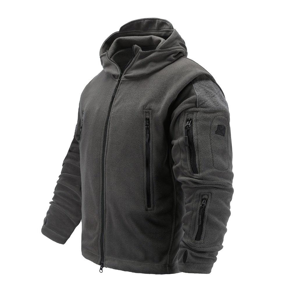 Men’s Tactical Fleece Jacket – Hooded Lightweight Thermal Coat
