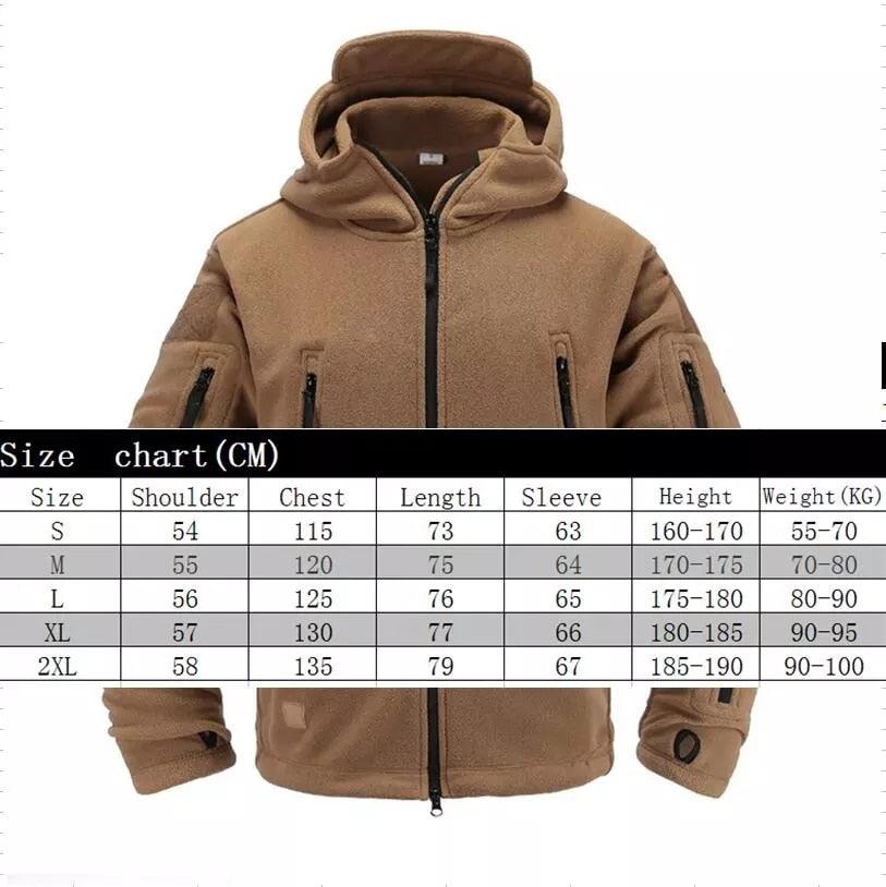 Men’s Tactical Fleece Jacket – Hooded Lightweight Thermal Coat