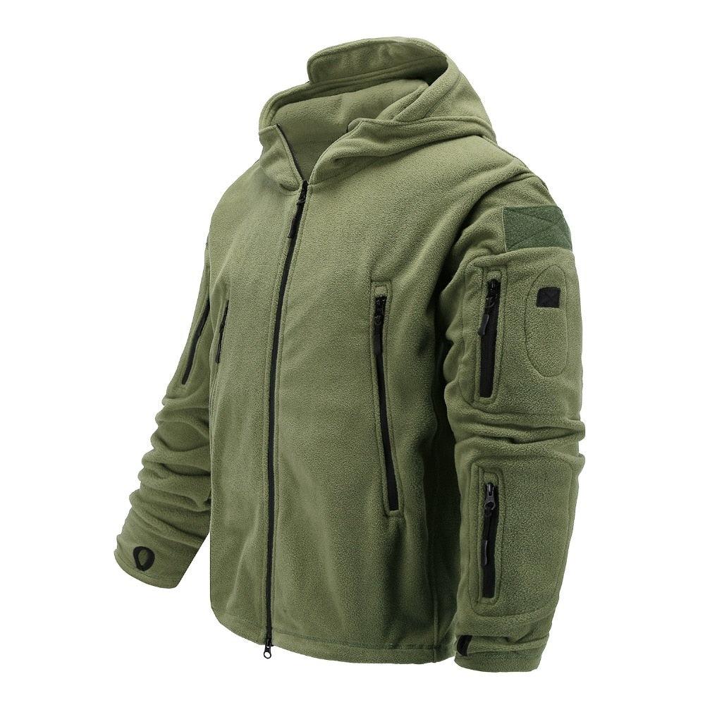 Men’s Tactical Fleece Jacket – Hooded Lightweight Thermal Coat