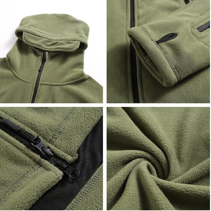 Men’s Tactical Fleece Jacket – Hooded Lightweight Thermal Coat